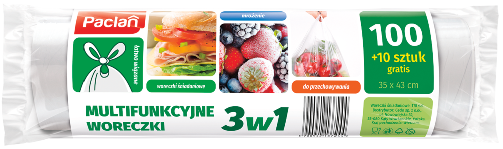 Woreczki multifunkcyjne 3w1 Paclan 100+10szt grat. widok 1