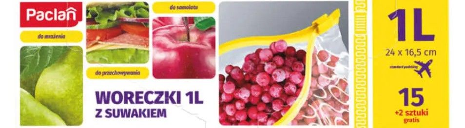 Woreczki z suwakiem Paclan 1l 15+2szt. gratis widok 1