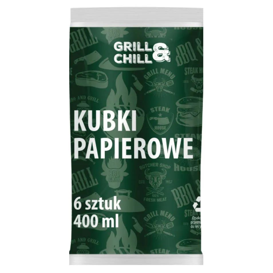 Kubki papierowe jednorazowe Grill&Chill 6x400ml widok 1