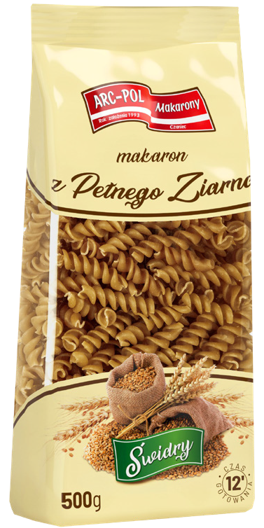 Makaron pełnoziarnisty świdry Arc-Pol 500g widok 1