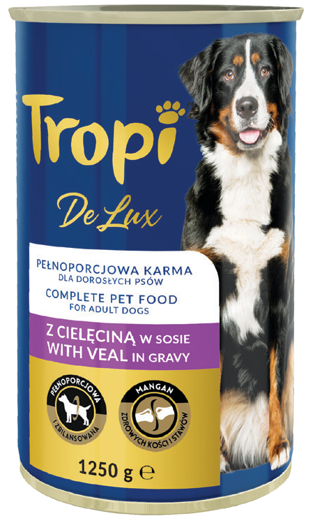 Karma dla psa mokra z cielęciną Tropi Delux 1,25kg widok główny 