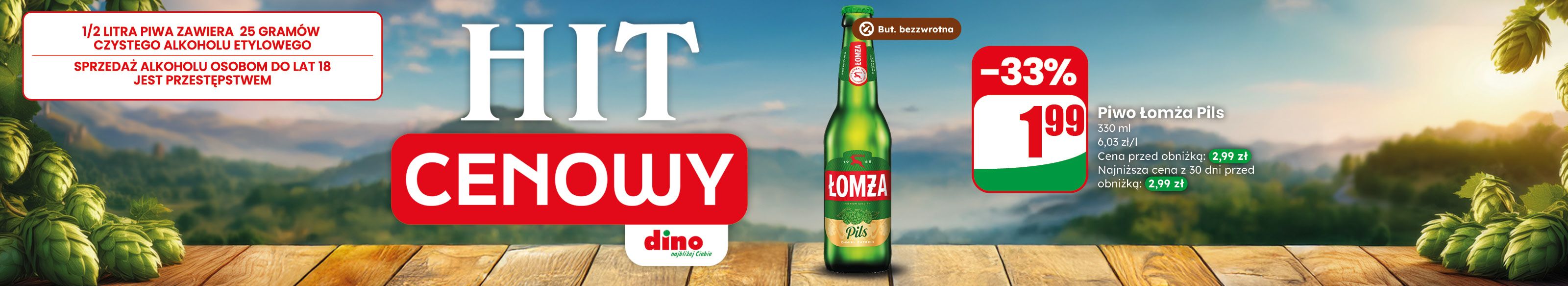 Hit Cenowy Łomża Pils - Teraz taniej w DINO!