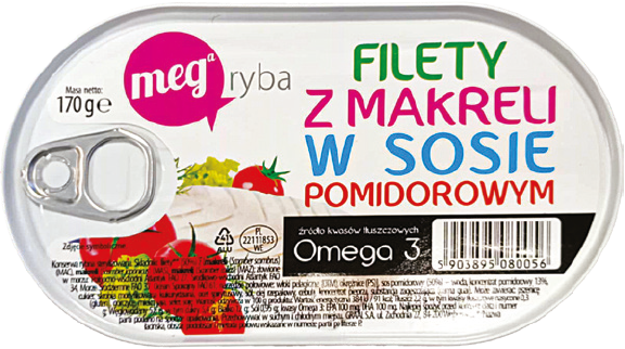 Filety z makreli w sos. pomidorowym Mega Ryba 170g widok główny 