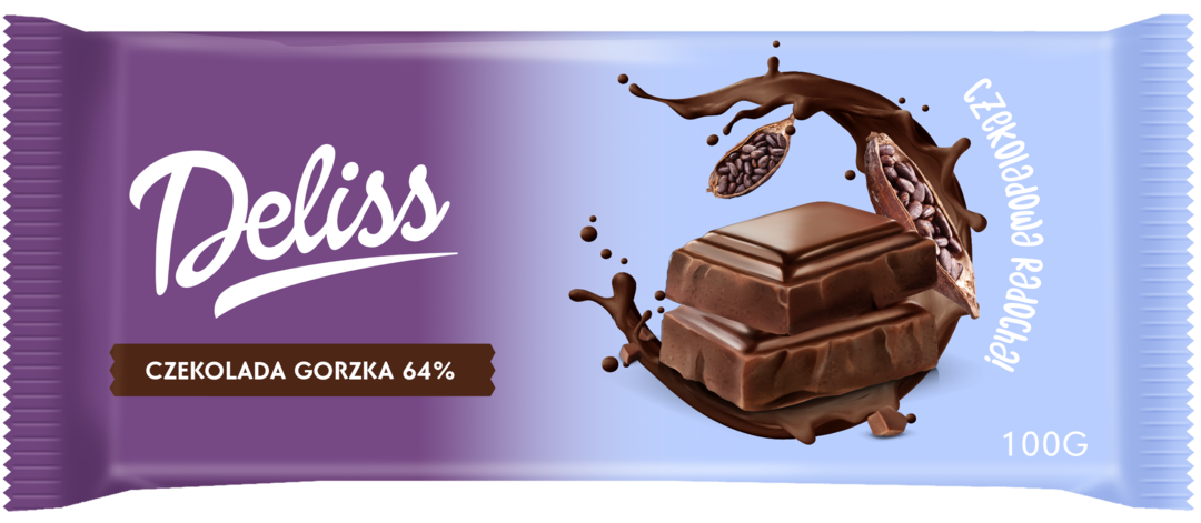 Czekolada gorzka 64% Deliss 100g widok 1