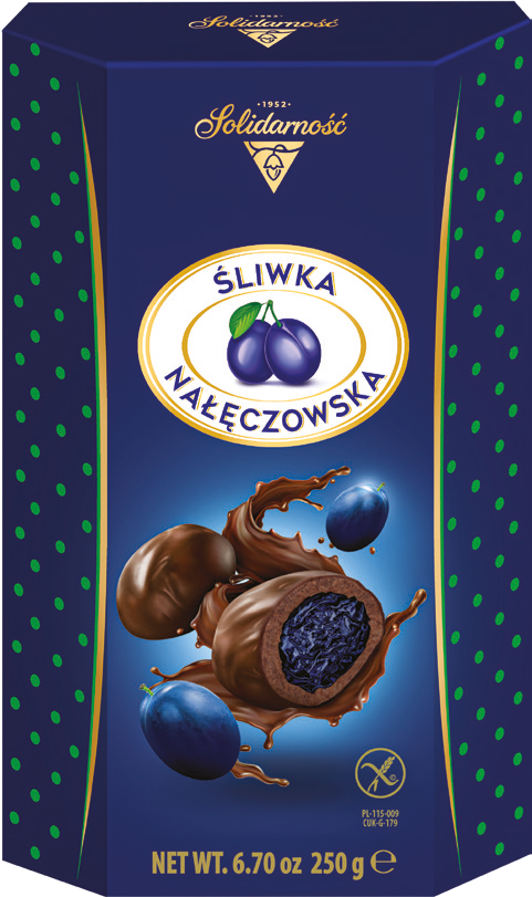 Bombonierka Śliwka Nałęczowska Solidarność 250g widok główny