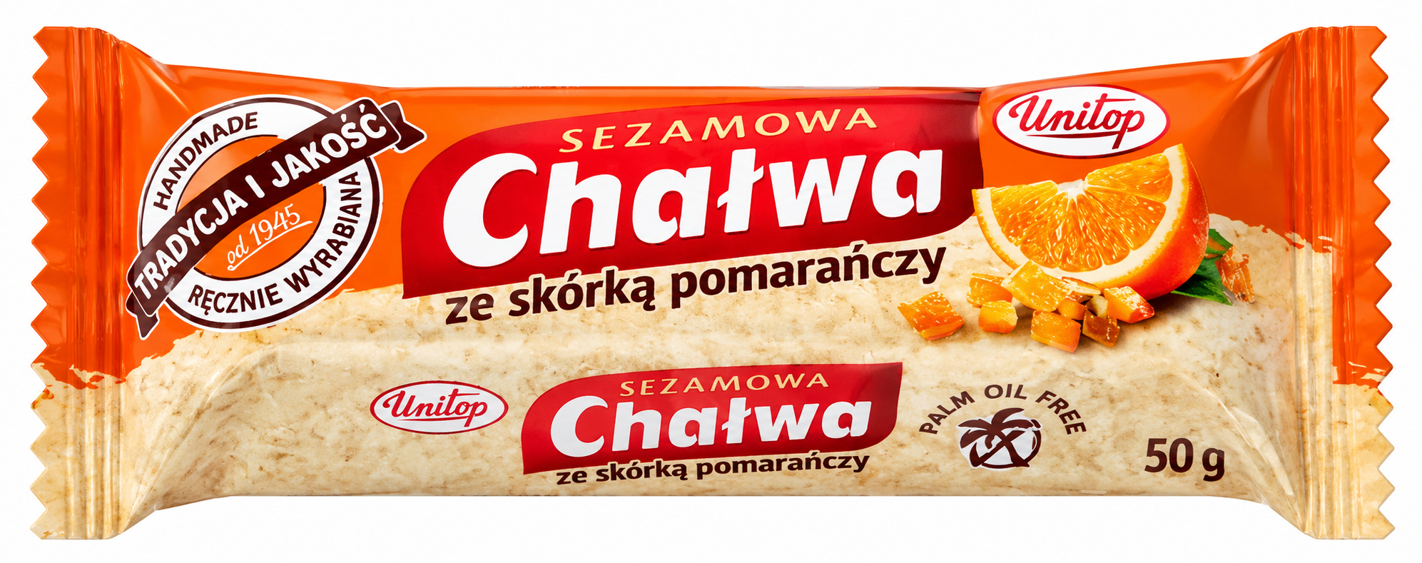 Chałwa sezamowa ze skórką pomarańczy Unitop 50g widok 1
