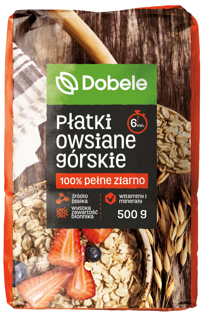 Płatki owsiane górskie Dobeles 500g widok 1