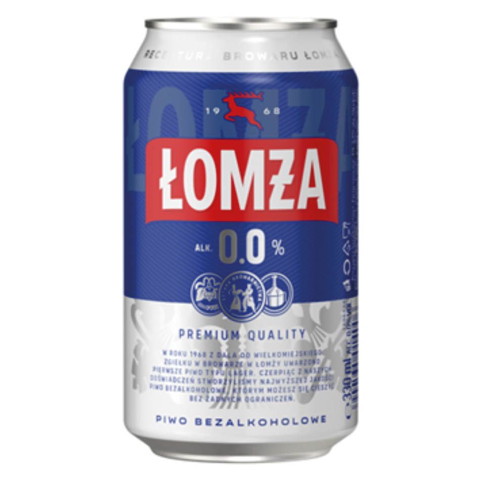 Piwo Łomża 330ml 0% puszka widok 1