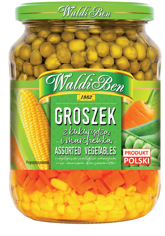 Groszek z kukurydzą i marchewką Waldiben 700/460g widok główny 