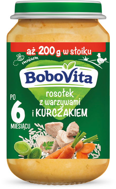 Danie rosołek z warzywami i kurcz Bobovita 200g widok główny