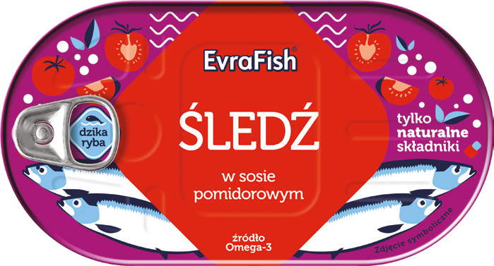Śledź w sosie pomidorowym EvraFish 170g widok 1