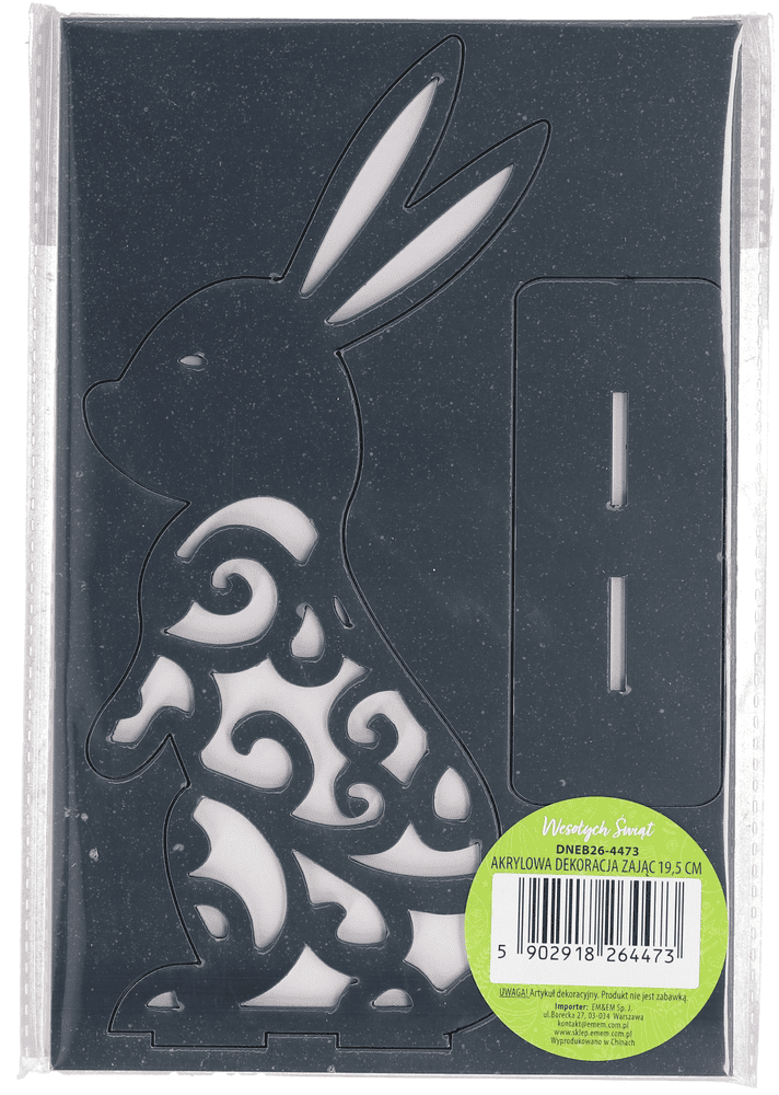 Dekoracja akrylowa zając 19,5cm WN26 widok 1