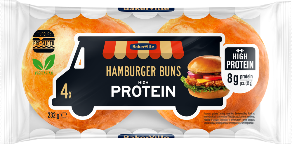 Bułki hamburgerowe proteinowe BakerVille 232g widok 1