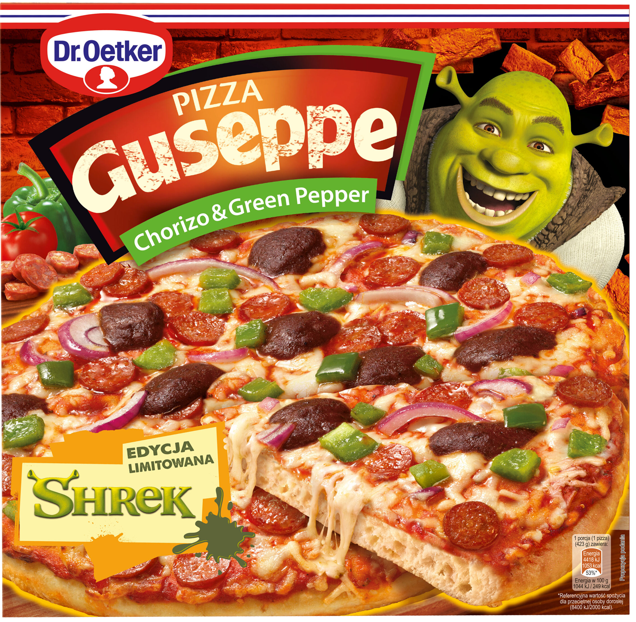 Pizza chorizo&green pepper Shrek Guseppe 423g widok 1