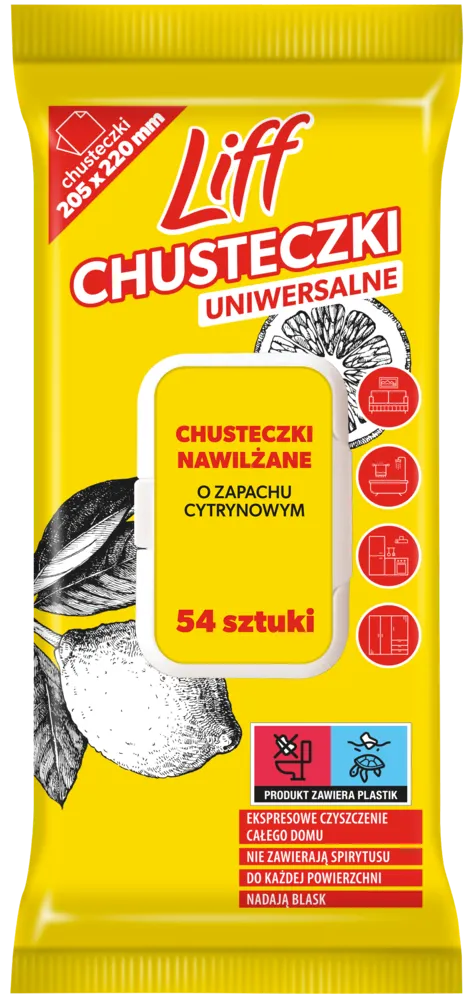 Chusteczki nawilżane uniwersalne cytryn Liff 54szt widok 1