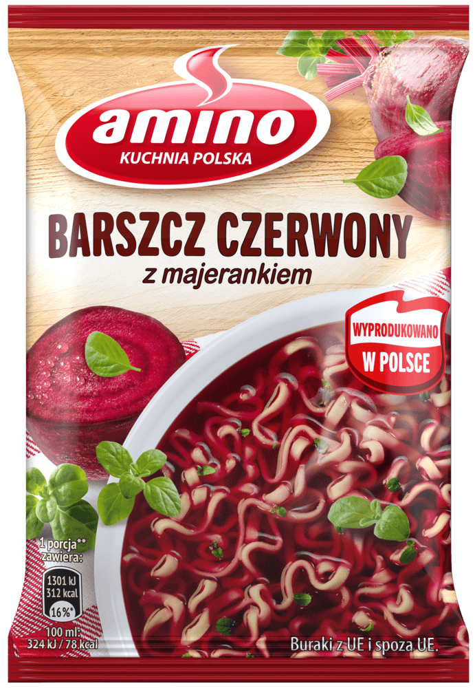 Zupa nudle barszcz czerwony Amino 66g widok 1
