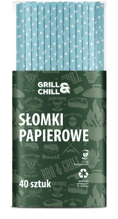 Słomki papierowe kolorowe łamane Grill&Chill 40szt widok główny 