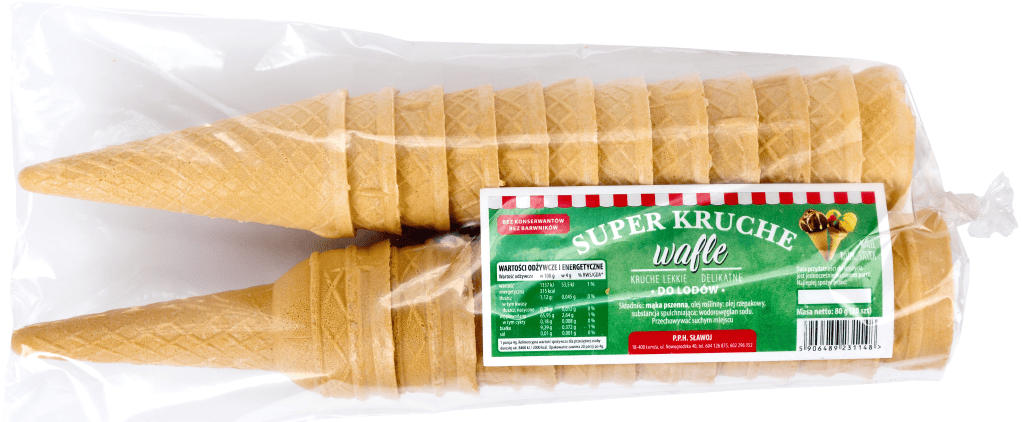 Wafle do lodów stożki i rożki Sławoj 20szt 80g widok 1