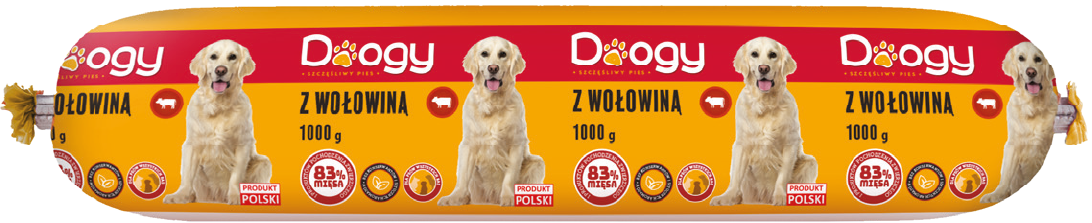 Karma dla psa mokra z wołowiną Doogy 1kg widok główny