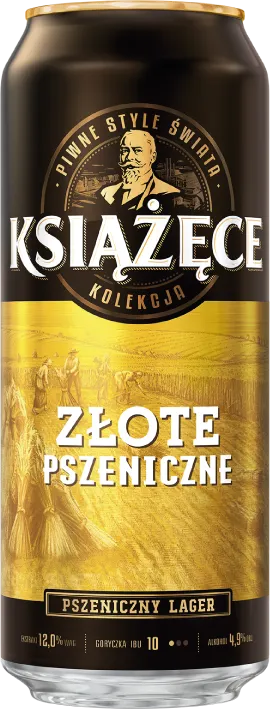 Piwo Książęce złote pszeniczne 0,5l 4,9% puszka widok główny