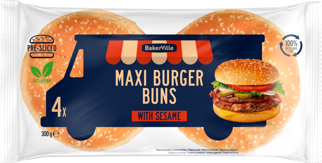 Bułka maxi burger z sezamem Bakerville 300g widok 1