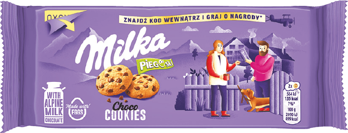 Ciastka z czekoladą Pieguski Milka 135g widok główny 