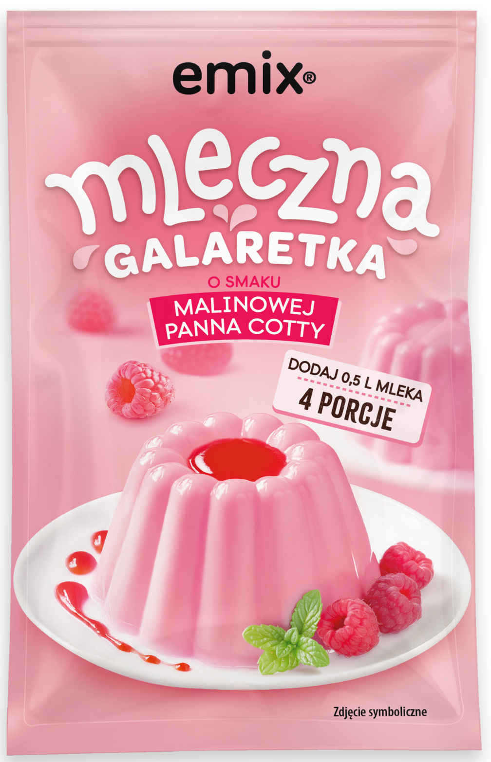Galaretka mleczna malinowa panna cotta Emix 60g widok 1