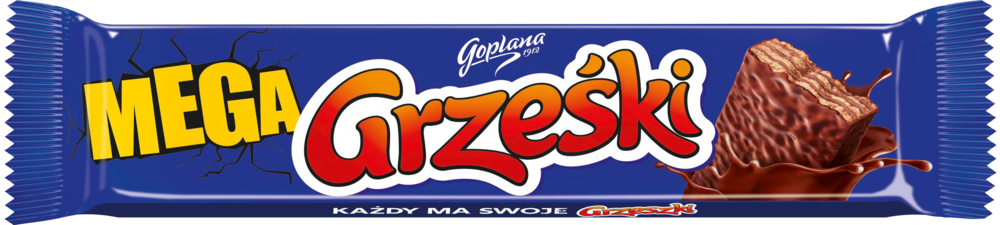 Wafel Grześki Mega w czekoladzie deserowej 48g widok główny