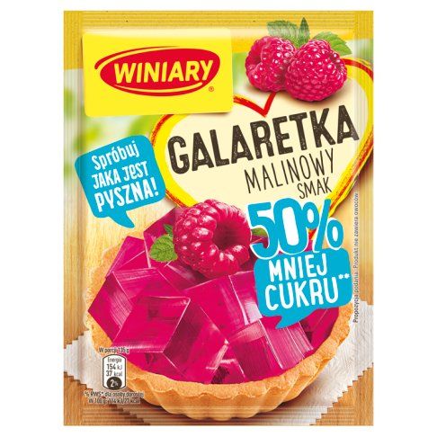Galaretka malinowa 50% mniej cukru Winiary 39g widok 1