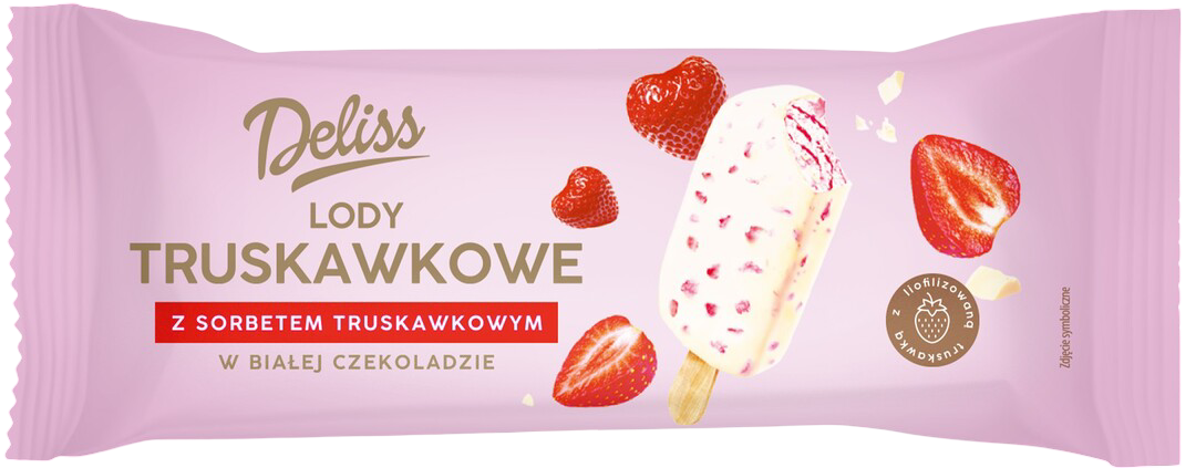 Lody na patyku truskawkowe z sorbetem Deliss 120ml widok 1