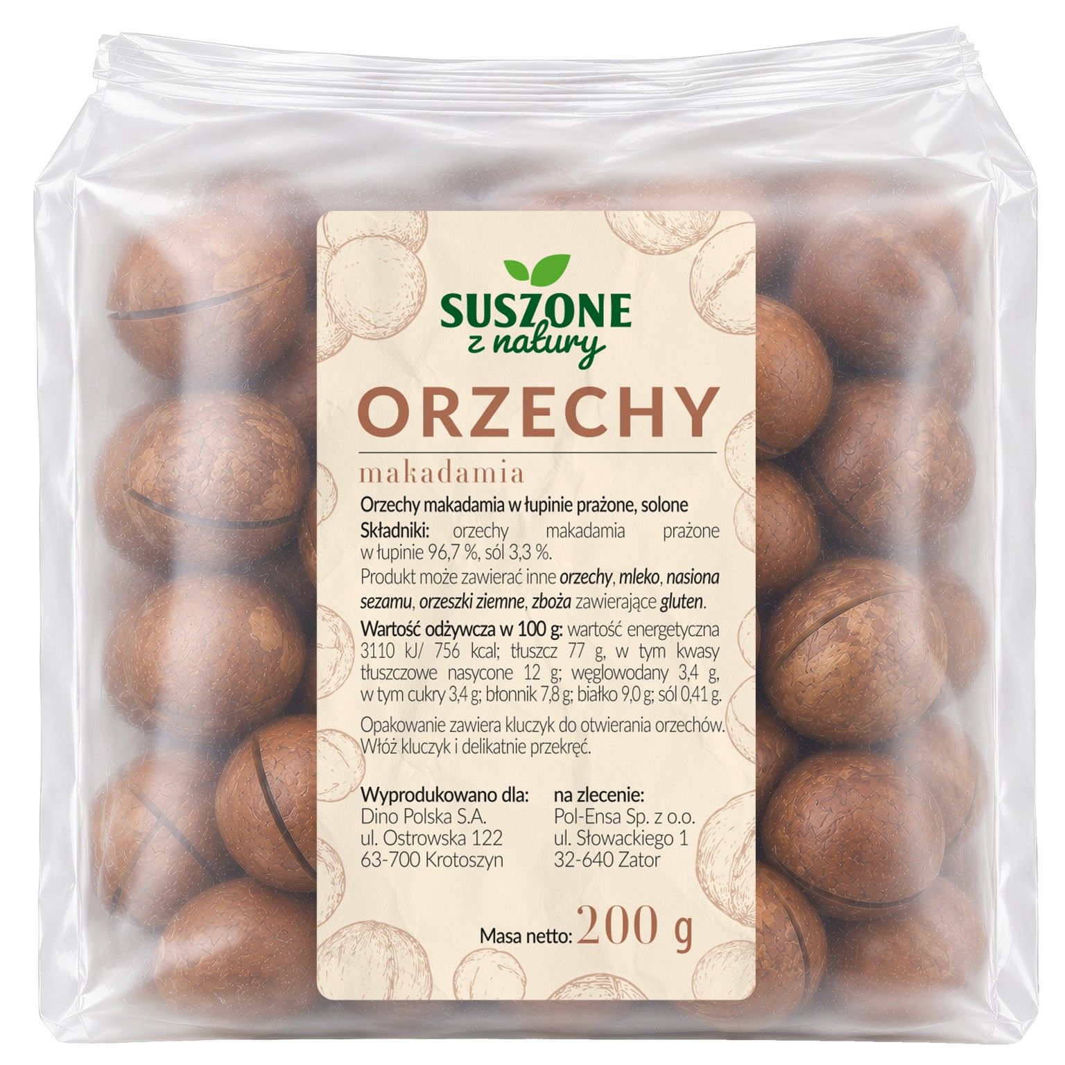 Zdjęcie produktu - Orzechy makadamia Suszone z natury 200g