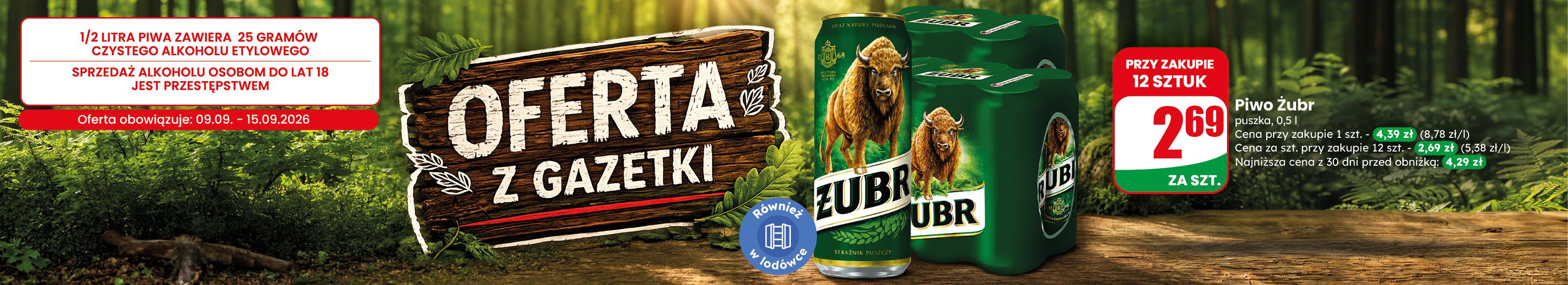 Baner piwo ŻUBR PUSZKA