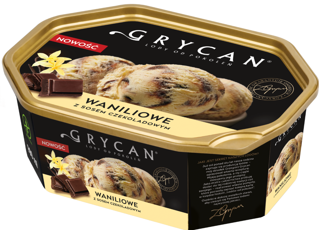 Lody Grycan waniliowe z sosem czekoladowym 0,9l widok 1