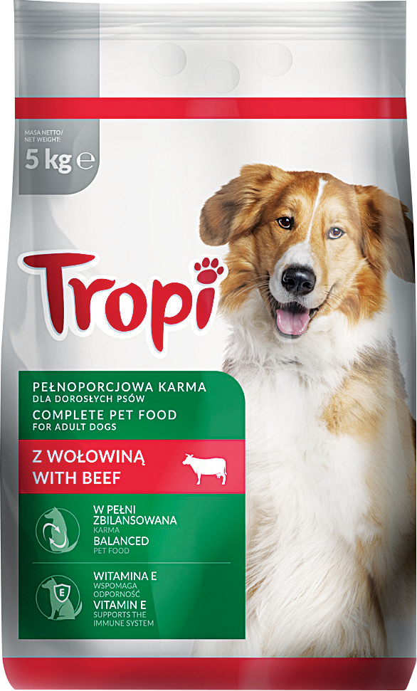 Karma dla psa sucha z wołowiną Tropi 5kg widok główny