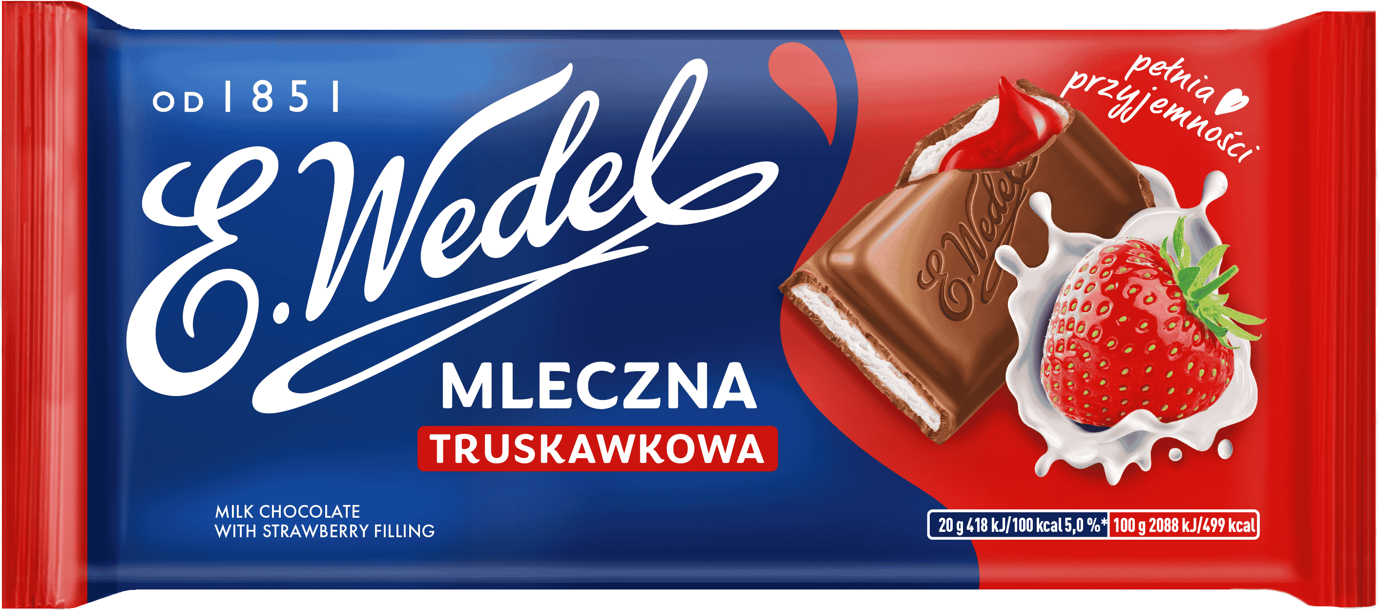 Czekolada mleczna truskawkowa Wedel 100g widok 1