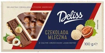 Czekolada mleczna z całymi orzechami Deliss 100g widok 1