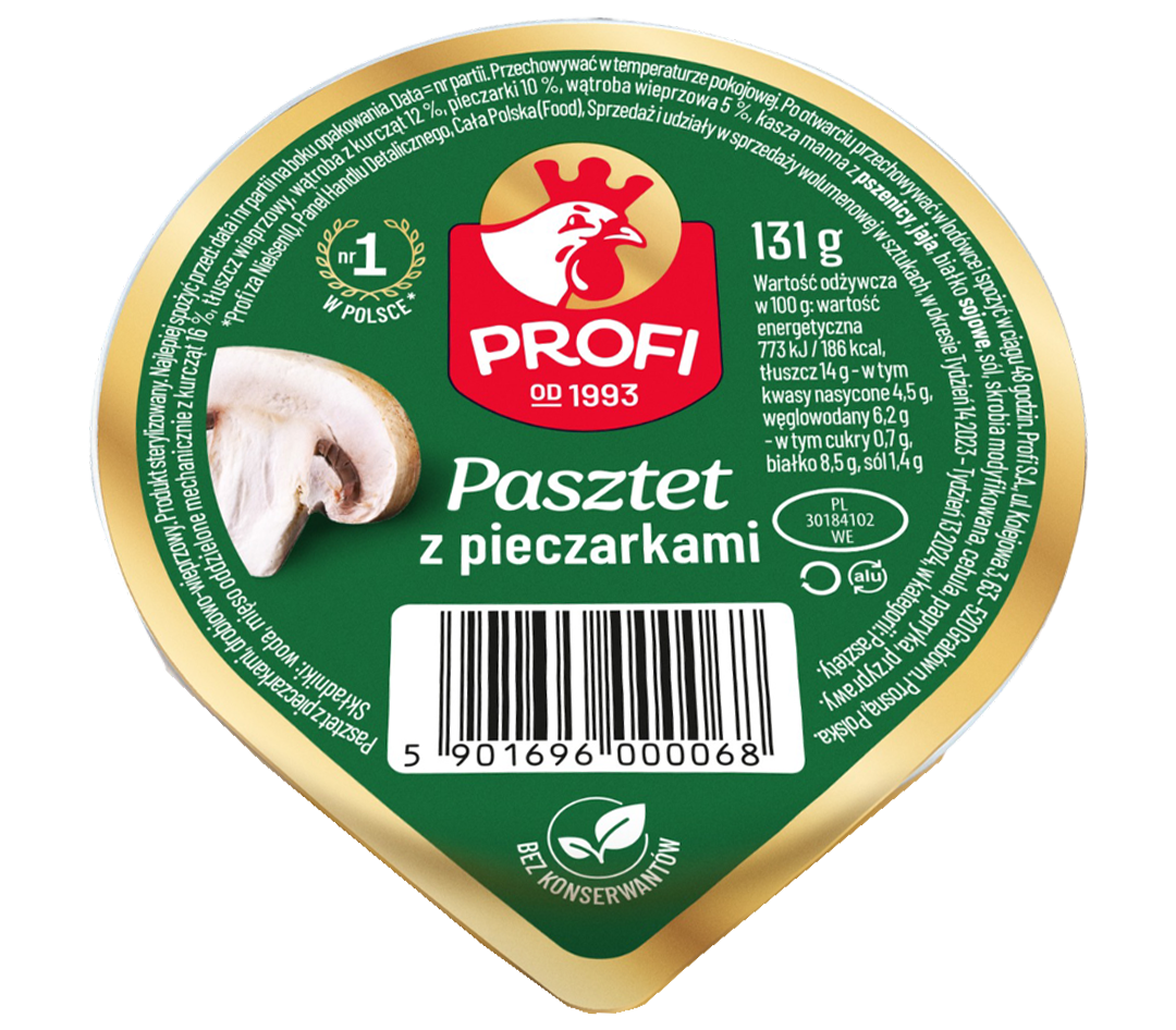 Pasztet drobiowy pieczarka/papryka Profi 131g mix widok 1