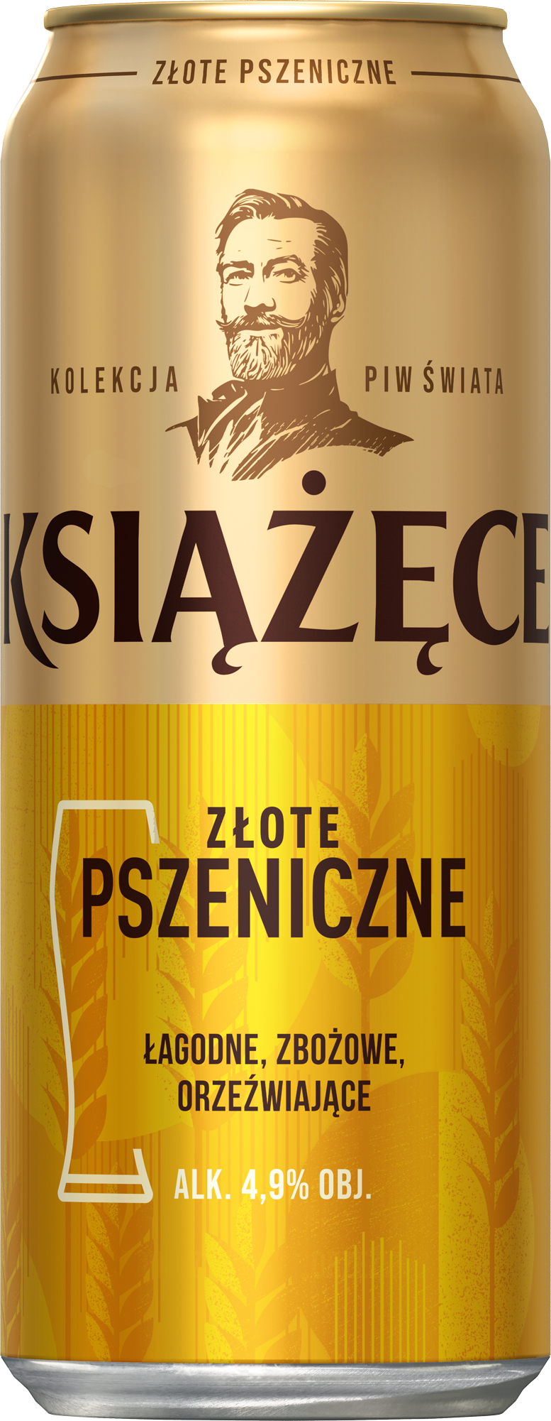Piwo Książęce złote pszeniczne 0,5l 4,9% puszka widok główny 