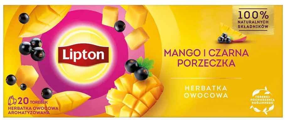 Herbatka owocowa mango czarna porz Lipton 20x1,7g widok główny 