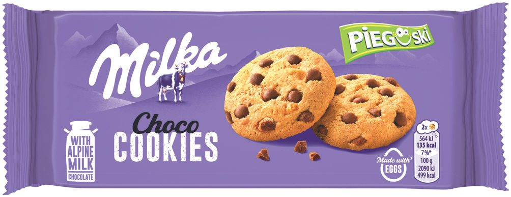 Ciastka z czekoladą Pieguski Milka 135g widok główny