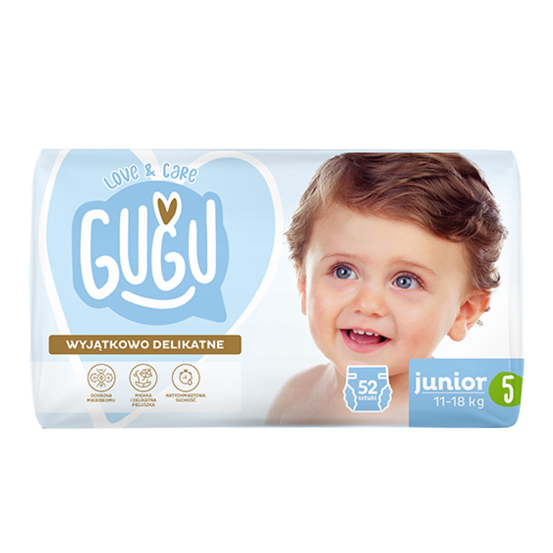 Pieluchy 5 junior 11-18kg L&C Gugu 52szt widok główny 