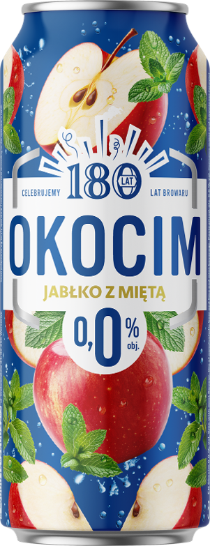 Piwo Okocim jabłko z miętą 0,5l 0% puszka widok 1