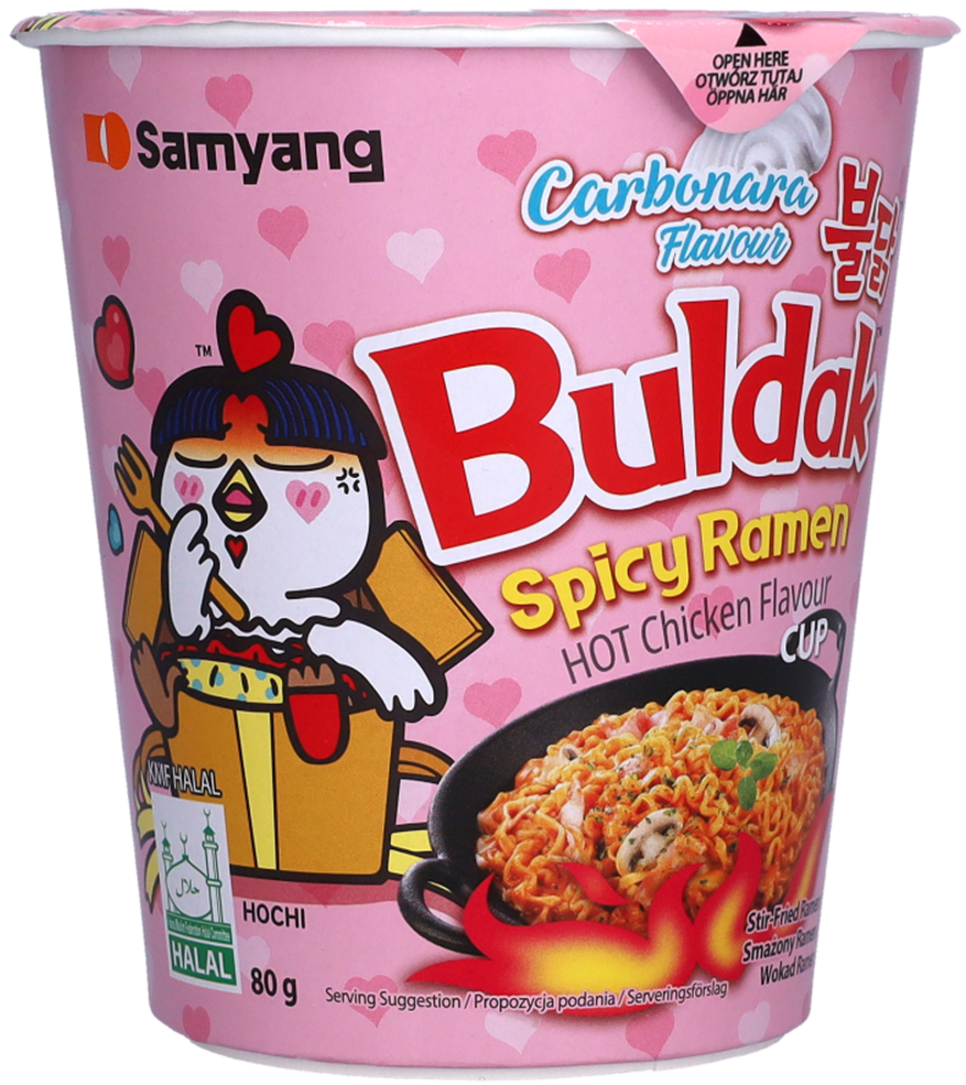 Danie nudle kurczak carbonara Buldak Samyang 80g widok 1