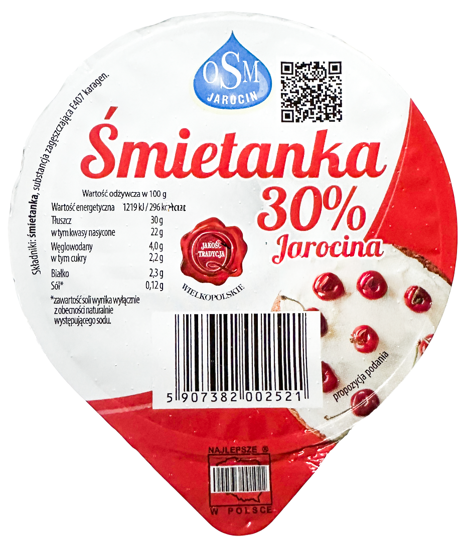Śmietanka kremowa 30% OSM Jarocin 400ml widok 1
