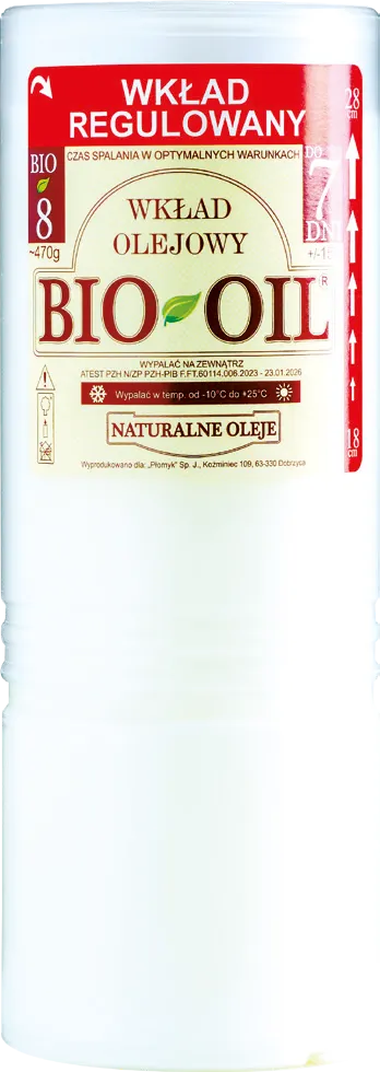 Wkład olejowy regulowany BIO8 Płomyk 470g 7 dni widok główny 