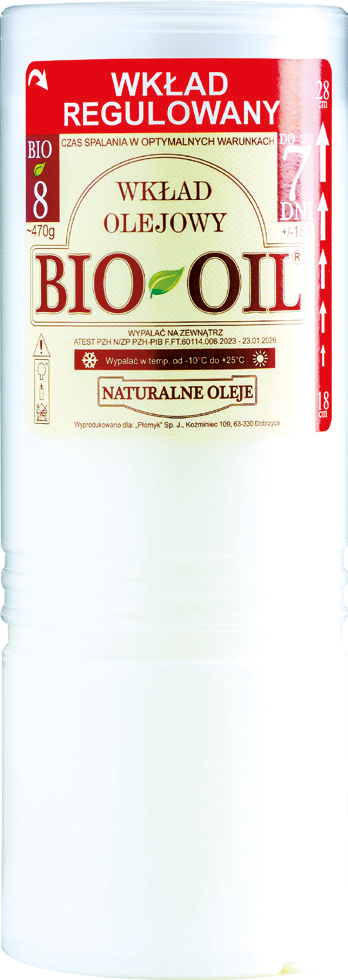 Wkład olejowy regulowany BIO8 Płomyk 470g 7 dni widok główny