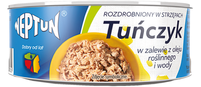 Tuńczyk rozdrobniony w oleju Neptun 185/130g widok główny 