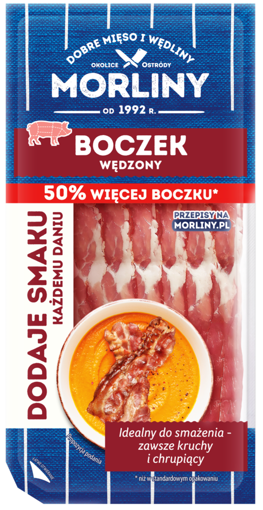 Boczek surowy wędzony Morliny 150g widok 1