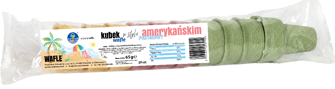 Wafle do lodów kubki pastelowe Soforek 10szt 65g widok 1