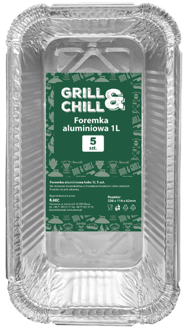 Foremki aluminiowe do pieczenia Grill&Chill 5szt widok 1